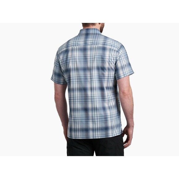 Kuhl Shirt Large Blue Plaid Button Up Short Sleeve Mountain Grown Outdoor Pocket - Picture 2 of 12